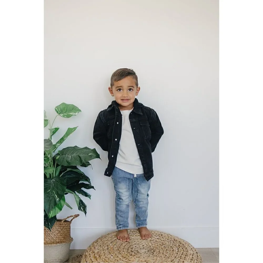 NWT Olive and Scout TATE DENIM JACKET - Black - 12-18M